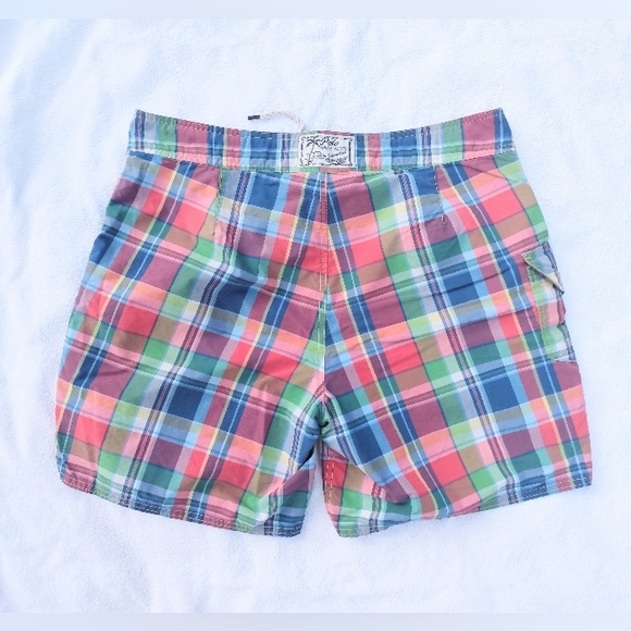 POLO Ralph Lauren Preppy Plaid Yellow Embroidery Pony Swim Trunks Shorts M 34 - Picture 2 of 11